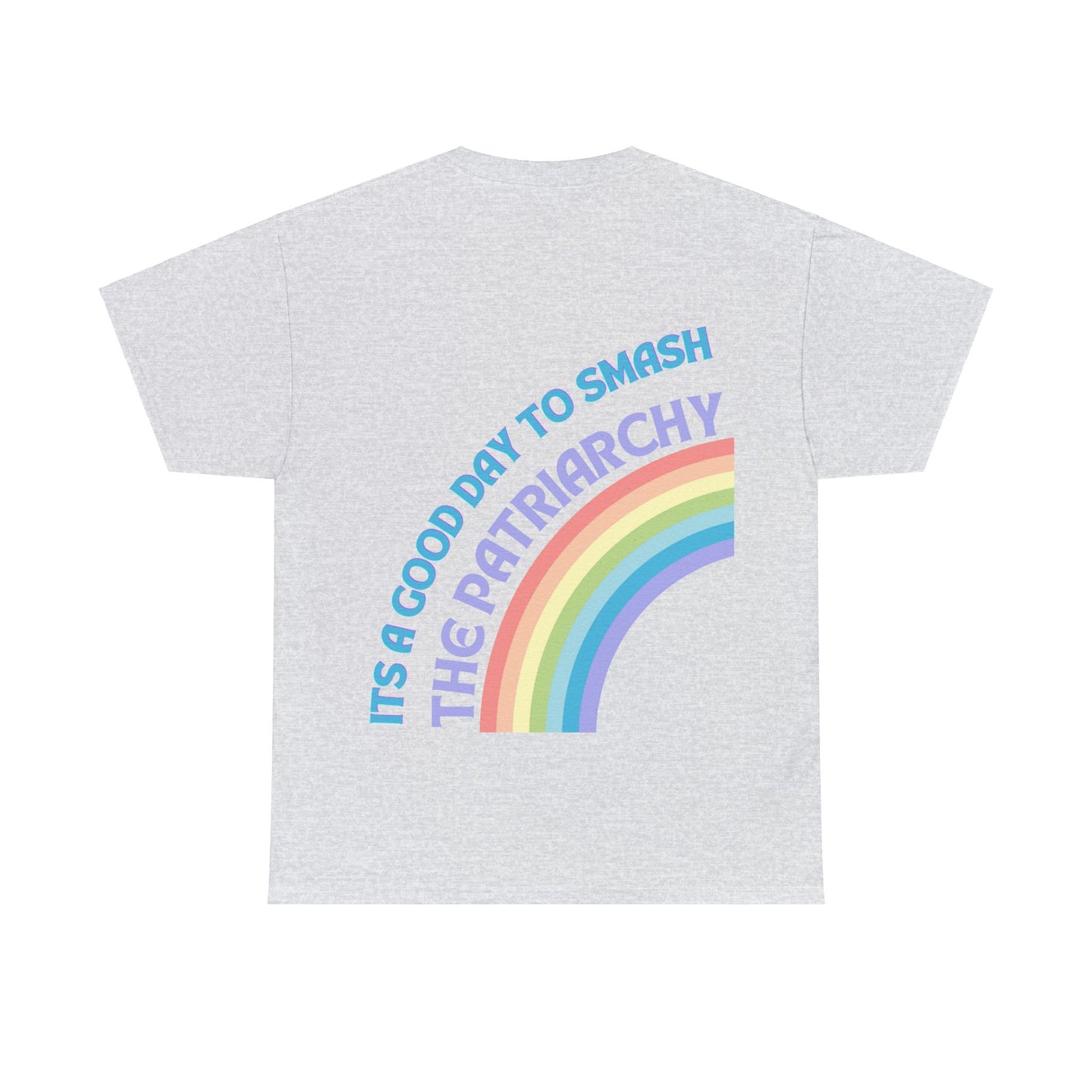 Unisex Baumwoll T-Shirt "It's a Good Day to Smash the Patriarchy, Feministisches Statement Shirt mit Regenbogenfarben, Unisex T-Shirt