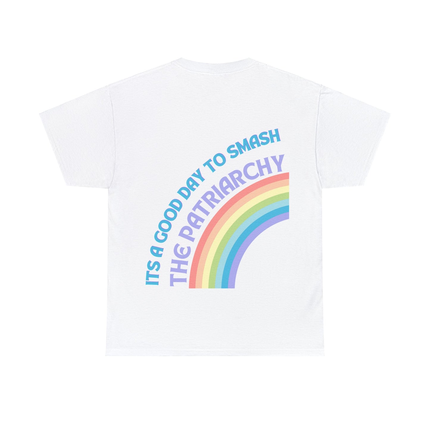 Unisex Baumwoll T-Shirt "It's a Good Day to Smash the Patriarchy, Feministisches Statement Shirt mit Regenbogenfarben, Unisex T-Shirt