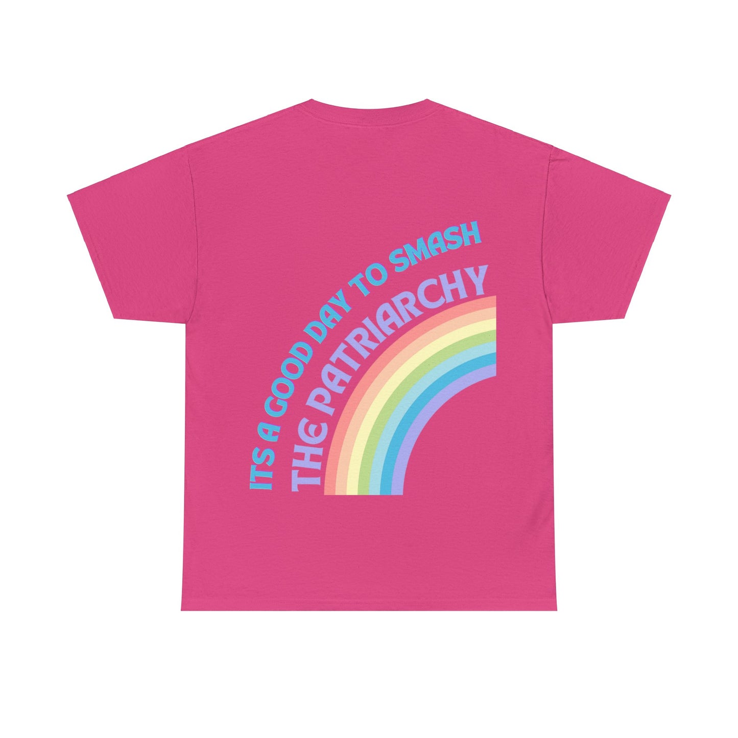 Unisex Baumwoll T-Shirt "It's a Good Day to Smash the Patriarchy, Feministisches Statement Shirt mit Regenbogenfarben, Unisex T-Shirt